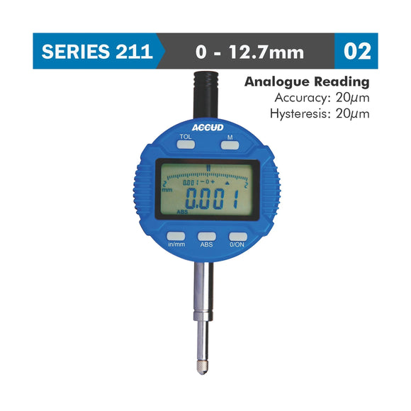Accud Digital Indicator Flat Back 12.7mm / 0.5in - image 01