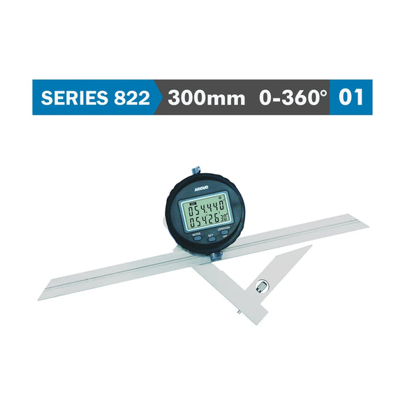 Accud Digital Protractor Blade 360° 5' Accuracy Stainless Steel 0.1° Resolution - image 01