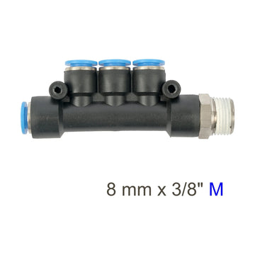 AirCraft PU Hose Fitting Manifold 4 X 8mmPort X 3/8'M - image 01