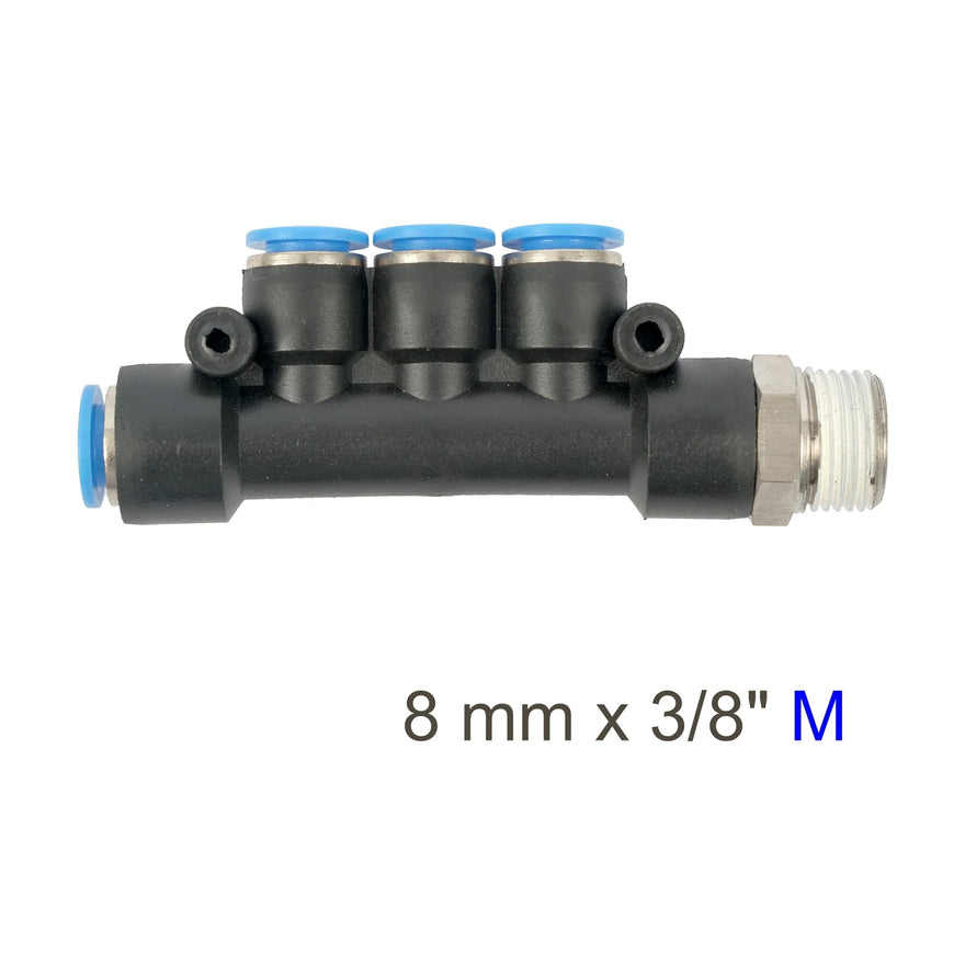 AirCraft PU Hose Fitting Manifold 4 X 8mmPort X 3/8'M - image 01