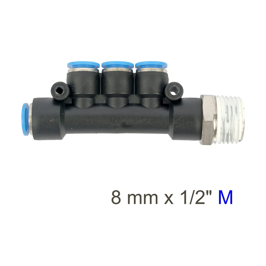 AirCraft PU Hose Fitting Manifold 4 X 8mmPort X 1/2'M - image 01