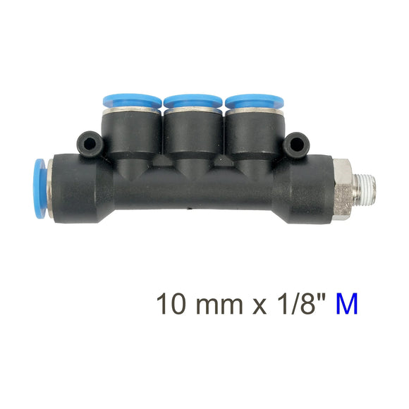 AirCraft PU Hose Fitting Manifold 4 X 10mmPort X 1/8'M - image 01