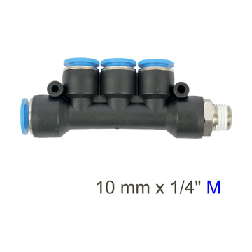 AirCraft PU Hose Fitting Manifold 4 X 10mmPort X 1/4'M - image 01