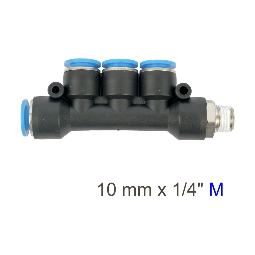 AirCraft PU Hose Fitting Manifold 4 X 10mmPort X 1/4'M - image 01
