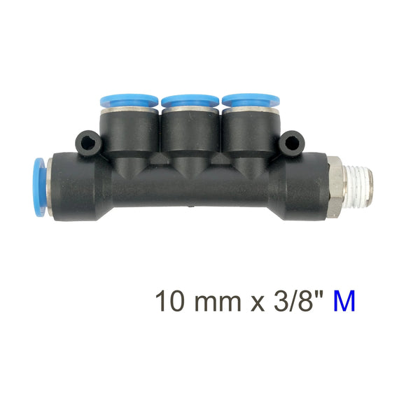 AirCraft PU Hose Fitting Manifold 4 X 10mmPort X 3/8'M - image 01