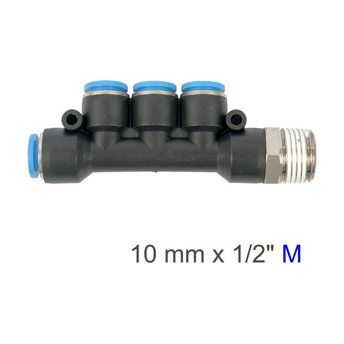 AirCraft PU Hose Fitting Manifold 4 X 10mmPort X 1/2'M - image 01