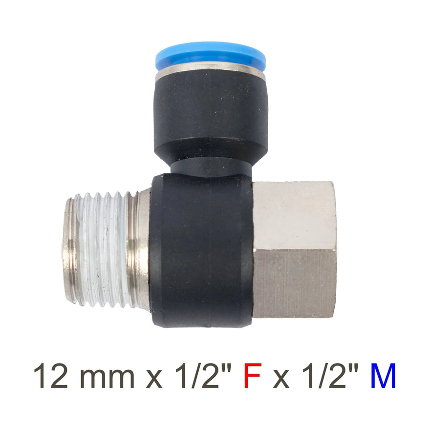 AirCraft PU Hose Fitting Tee 12mmX 1/2'F X 1/2'M - image 01