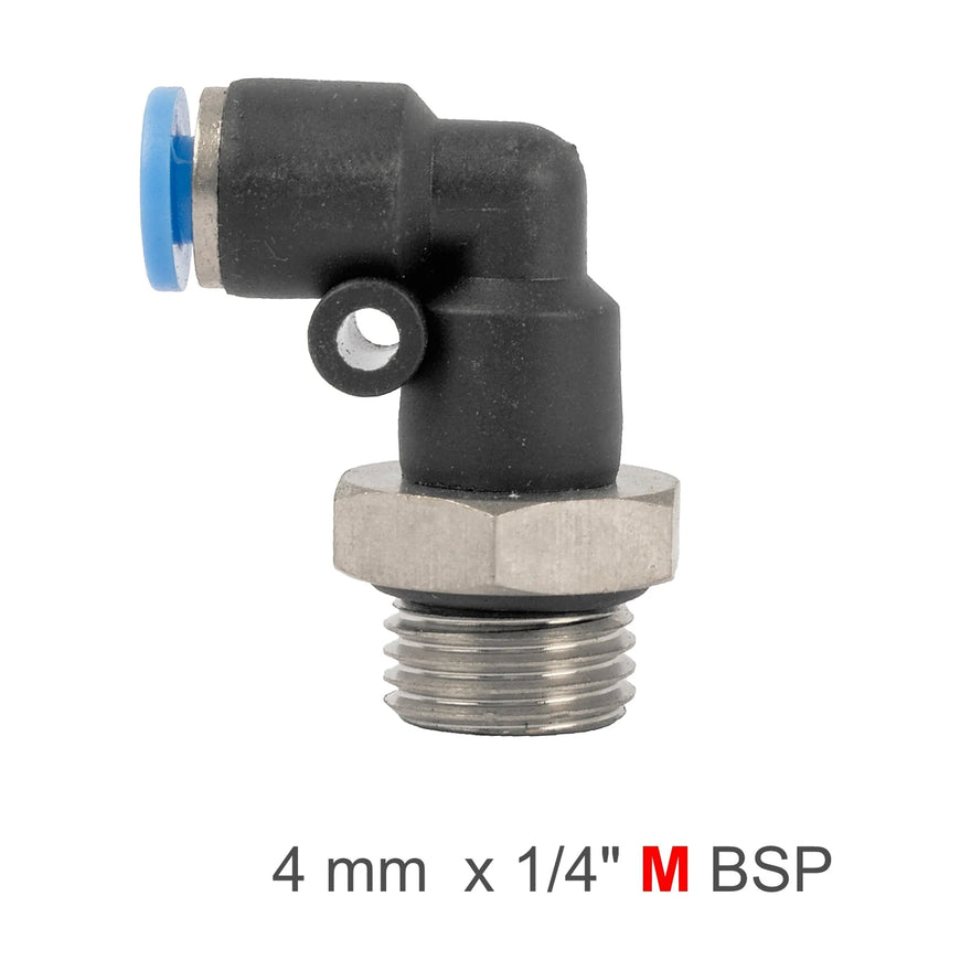 AirCraft PU Hose Fitting Elbow With O-Ring 4mm-1/4 M - image 01