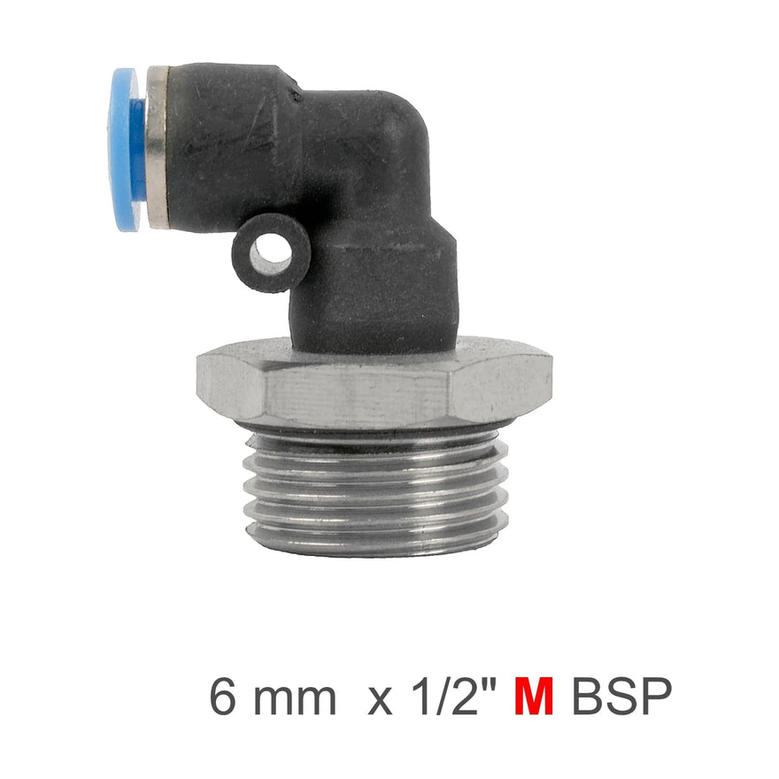 AirCraft Elbow With O-Ring 6mm-1/2 M PU Hose Fitting - image 01