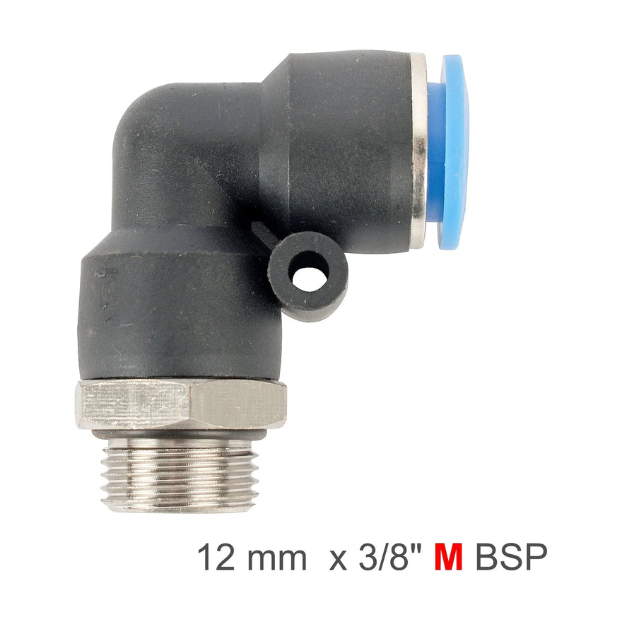 AirCraft Elbow With O-Ring 12mm-3/8 M PU Hose Fitting - image 01