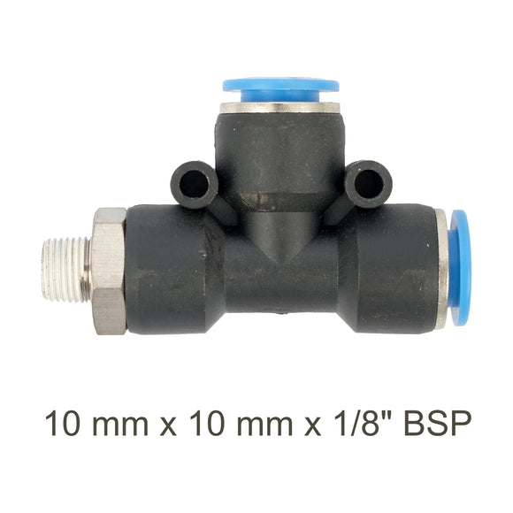 AirCraft PU Hose Fitting Tee 10mmX 10mmX 1/8'M - image 01