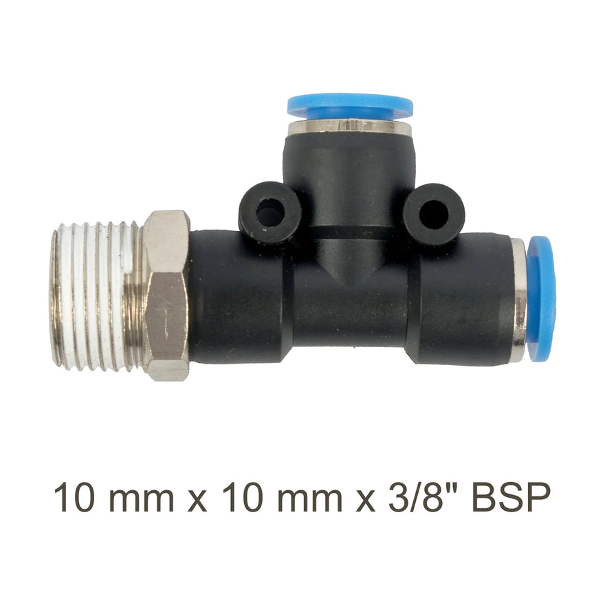 AirCraft PU Hose Fitting Tee 10mmX 10mmX 3/8'M - image 01