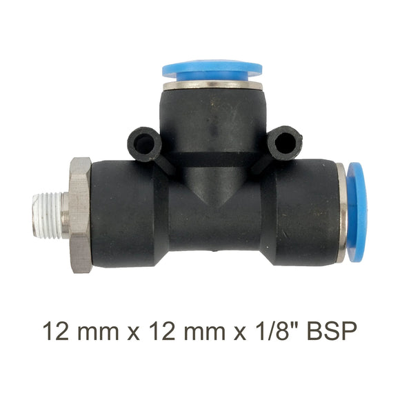 AirCraft PU Hose Fitting Tee 12mmX 12mmX 1/8'M - image 01