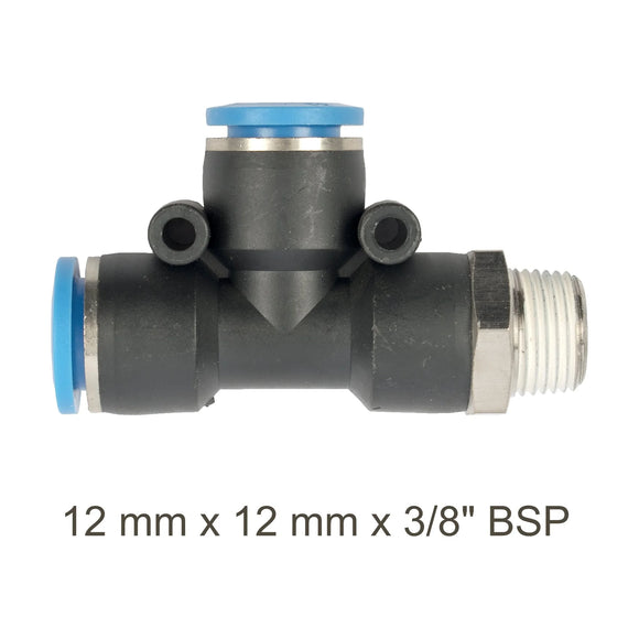 AirCraft PU Hose Fitting Tee 12mmX 12mmX 3/8'M - image 01