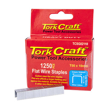 Tork Craft Flat Wire Staple 16g X10.6mm X 10mm T50 1250pc C/steel For TCSG0210 - image 01