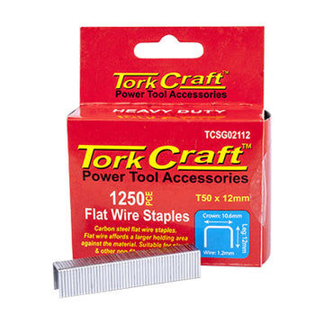 Tork Craft Flat Wire Staple 16g X 10.6mm X 12mm T50 1250pc C/steel For TCSG0210 - image 01