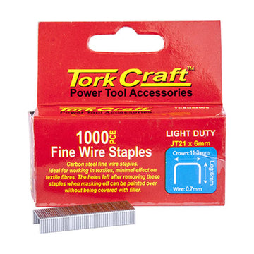 Tork Craft Flat Wire Staple 21g X 0.7mm X 6mm Jt21 1000pc C/steel For TCSG0500 - image 01