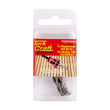 Tork Craft Replacement Drill Bits 8g X 5pc For Decking Tool TCdt008-01 - image 01
