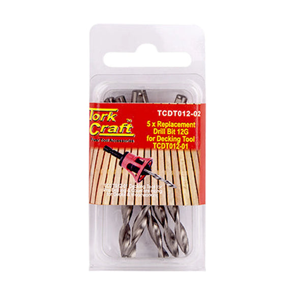 Tork Craft Replacement Drill Bits 12g X 5pc For Decking Tool TCdt012-01 - image 01