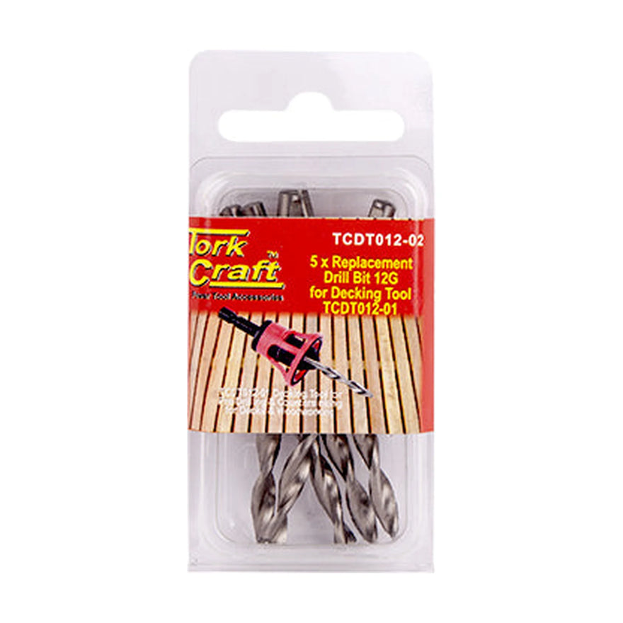 Tork Craft Replacement Drill Bits 12g X 5pc For Decking Tool TCdt012-01 - image 01