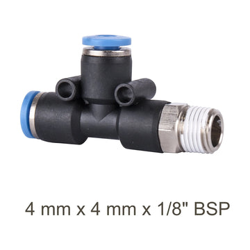 AirCraft PU Hose Fitting Tee 4mm x 4mm x 1/8" BSP - image 01