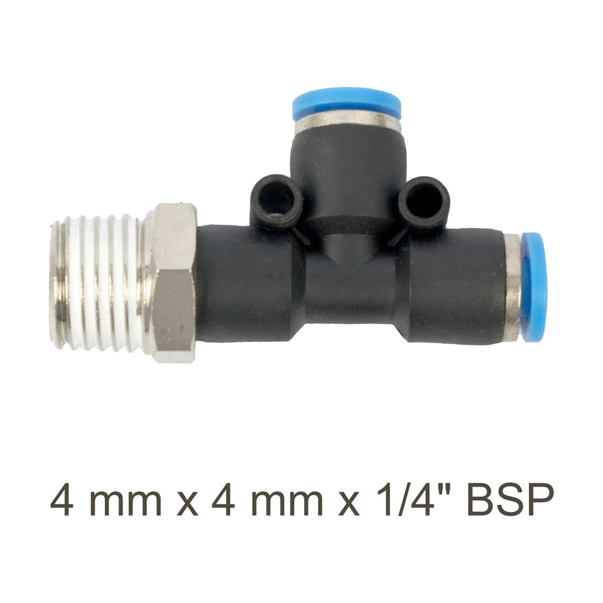 AirCraft PU Hose Fitting Tee 4mmX 4mmX 1/4'M - image 01