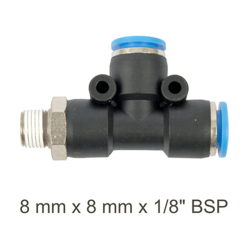 AirCraft PU Hose Fitting Tee 8mmX 8mmX 1/8'M - image 01