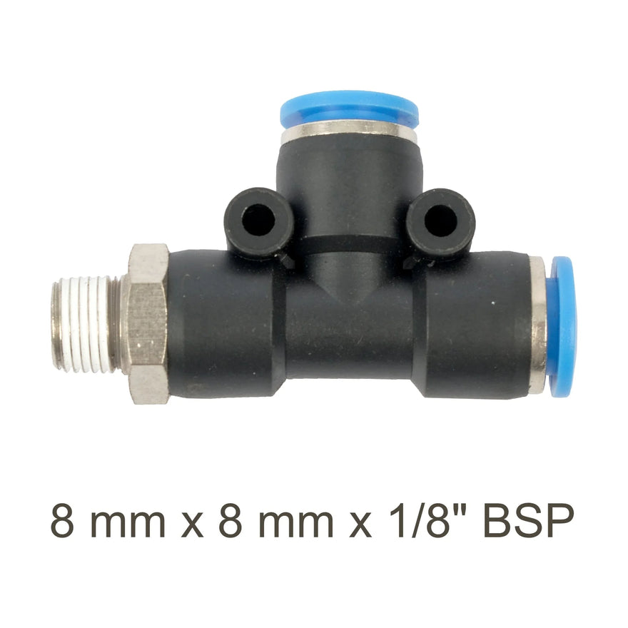 AirCraft PU Hose Fitting Tee 8mmX 8mmX 1/8'M - image 01