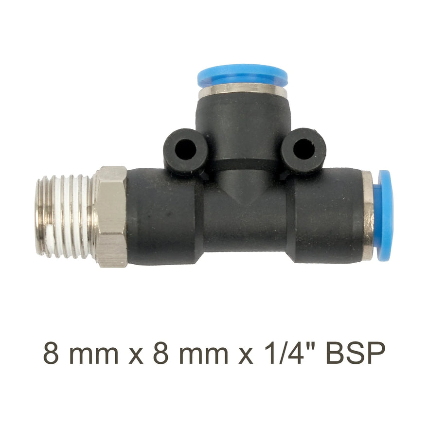 AirCraft PU Hose Fitting Tee 8mmX 8mmX 1/4'M - image 01