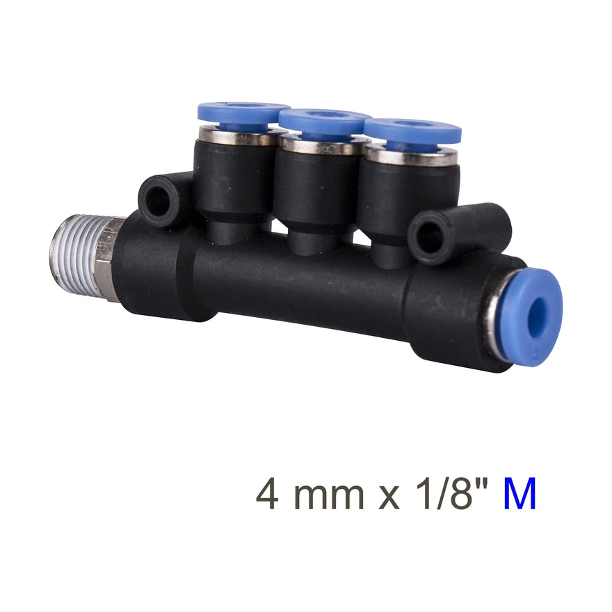 AirCraft PU Hose Fitting Manifold 4 X 4mmPort X 1/8'M - image 01