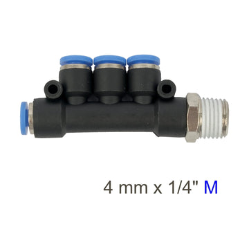 AirCraft PU Hose Fitting Manifold 4 X 4mmPort X 1/4'M - image 01