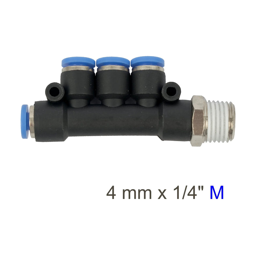 AirCraft PU Hose Fitting Manifold 4 X 4mmPort X 1/4'M - image 01