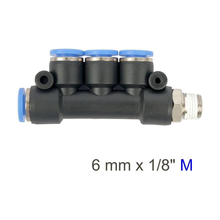 AirCraft PU Hose Fitting Manifold 4 X 6mmPort X 1/8'M - image 01