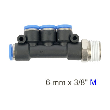 AirCraft PU Hose Fitting Manifold 4 X 6mmPort X 3/8'M - image 01