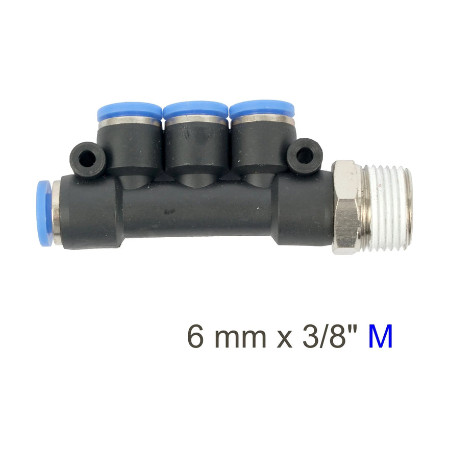 AirCraft PU Hose Fitting Manifold 4 X 6mmPort X 3/8'M - image 01