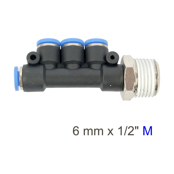 AirCraft PU Hose Fitting Manifold 4 X 6mmPort X 1/2'M - image 01