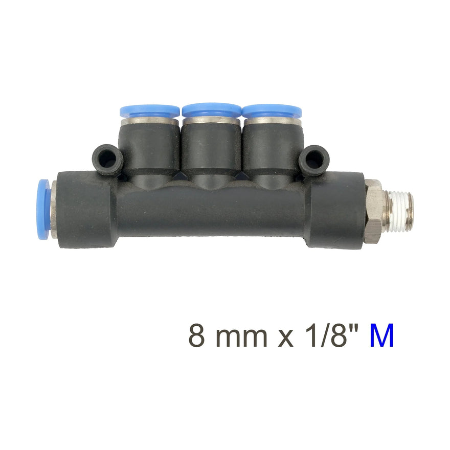 AirCraft PU Hose Fitting Manifold 4 X 8mmPort X 1/8'M - image 01