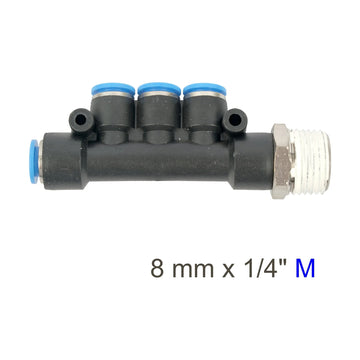 AirCraft PU Hose Fitting Manifold 4 X 8mmPort X 1/4'M - image 01