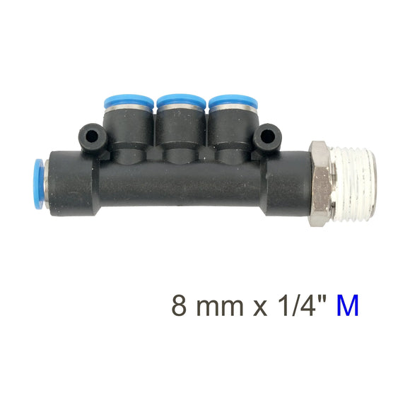 AirCraft PU Hose Fitting Manifold 4 X 8mmPort X 1/4'M - image 01