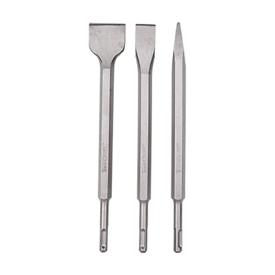 Tork Craft SDS Plus Chisel Set 3pce Pointed 14mm Flat 20mm Flat 40mm Tork Craft - image 01