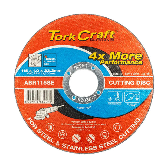 Tork Craft Cutting Disc Steel & Stainless Steel 115 X 1.0 X 22.2 Mm 4x More Performance - image 01