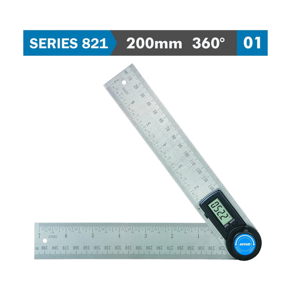 Accud Digital Protractor Blade 200mm 360° 0.3° Accuracy 0.1° Resolution - image 01