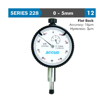 Accud Shockproof Dial Indicator Flat Back 5mm - image 01
