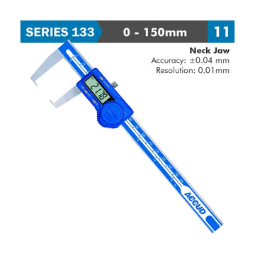 Accud Digital Caliper 150mm 0.04mm Accuracy Outside Neck 0.01mm Resolution Stainless Steel - image 01