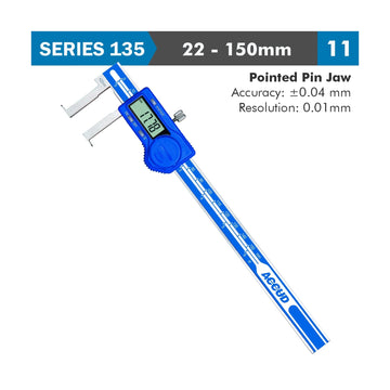 Accud Digital Caliper 22-150mm 0.04mm Accuracy Inside Neck 0.01mm Resolution Stainless Steel - image 01