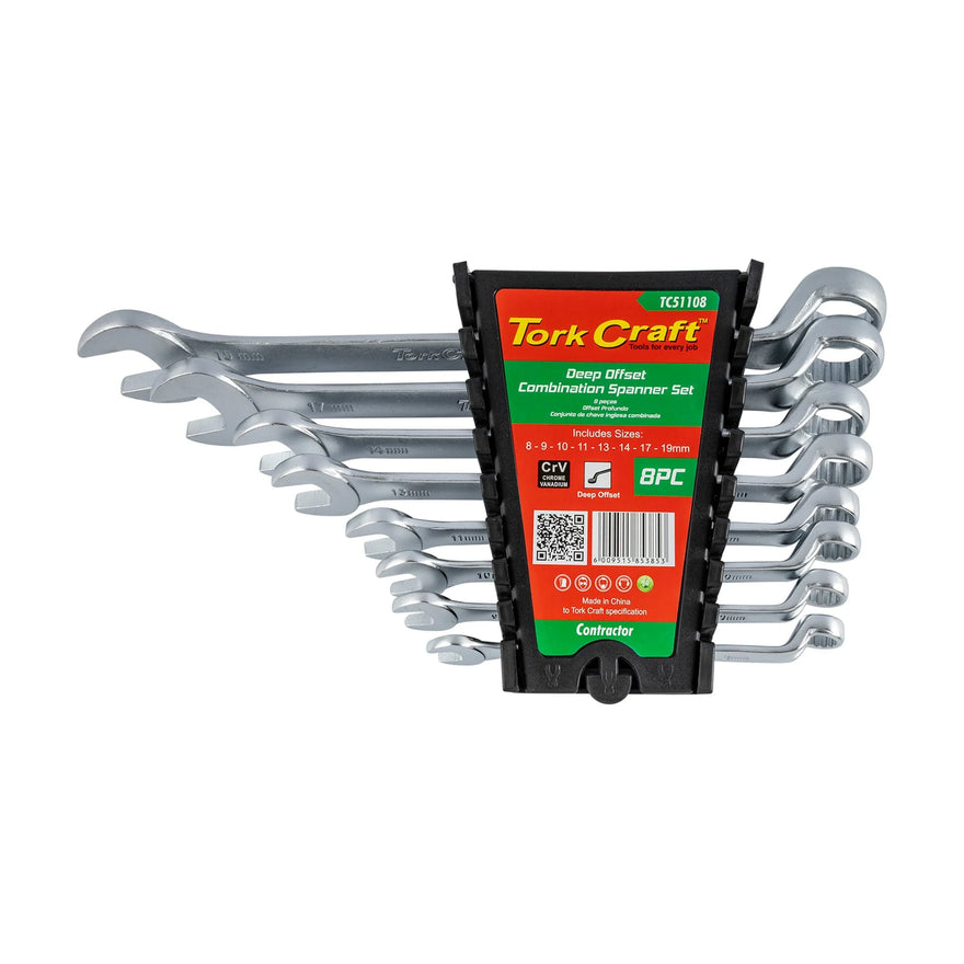 Tork Craft 8pc Combination Spanner Deep Offset Set 8-9-10-11-13-14-17-19mm - image 01