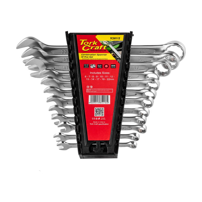 Tork Craft 12pc Combination Spanner Set 6-7-8-9-10-11-12-13-14-17-19-22mm - image 01