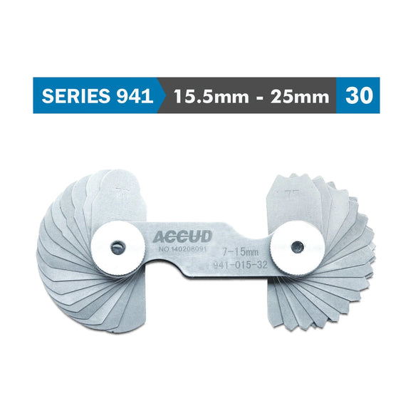 Accud Radius Gauge 15.5-25mm 48 x 2 Leaves 0.03mm Accuracy Concave & Convex Surf - image 01