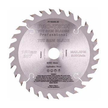 Pro-Tech TCT Circular Saw Blade 160 x 2.2 x 20mm 28T – Wood Cutting – Festool TS55 Compatible - image 01