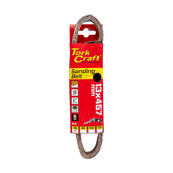 Tork Craft Powerfile Sanding Belt 13 X 457mm 40 Grit 5 Pack - image 01